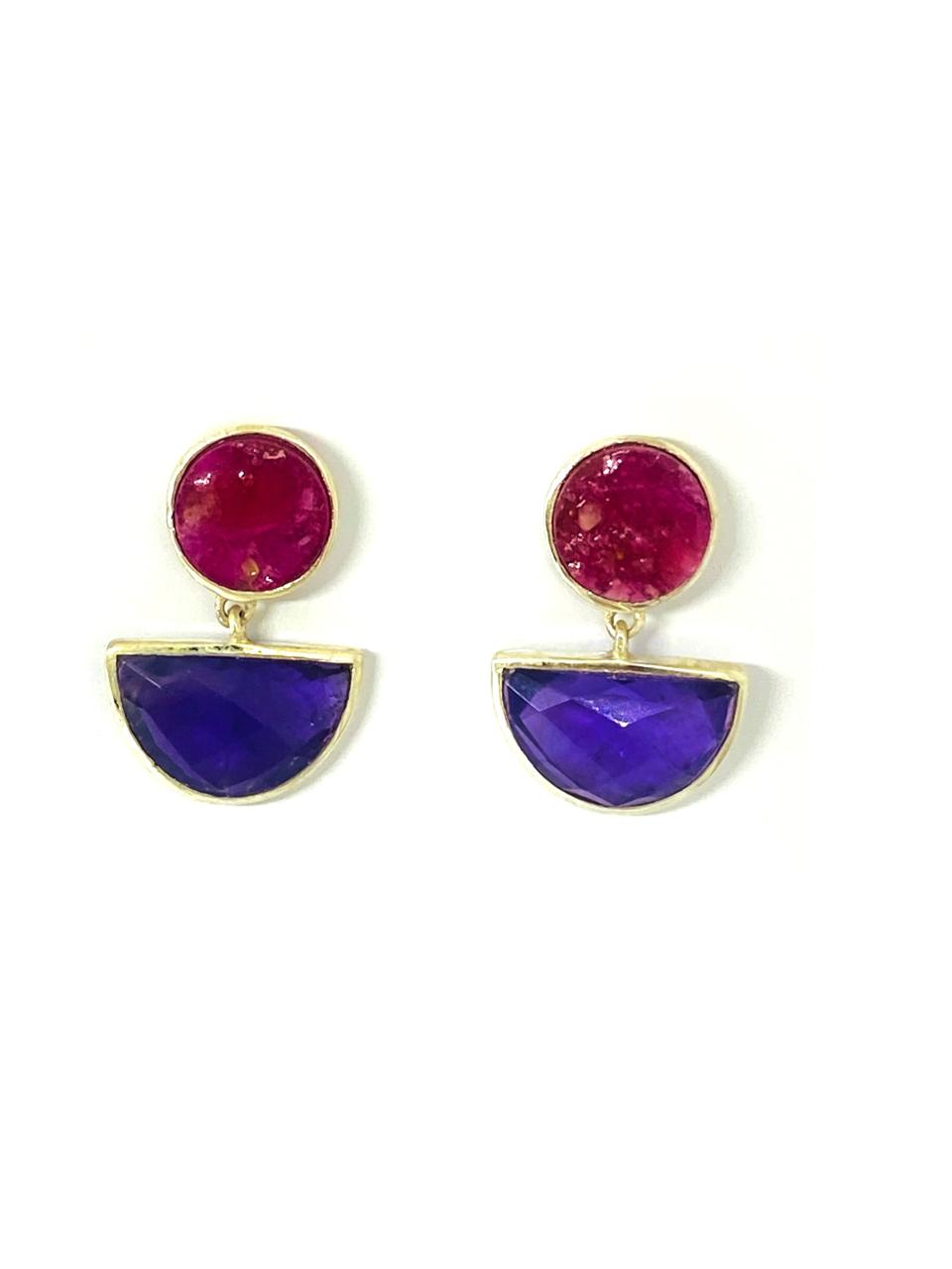 Amethyst Half-Moon Drop Earrings in 92.5 Sterling Silver - Image 2