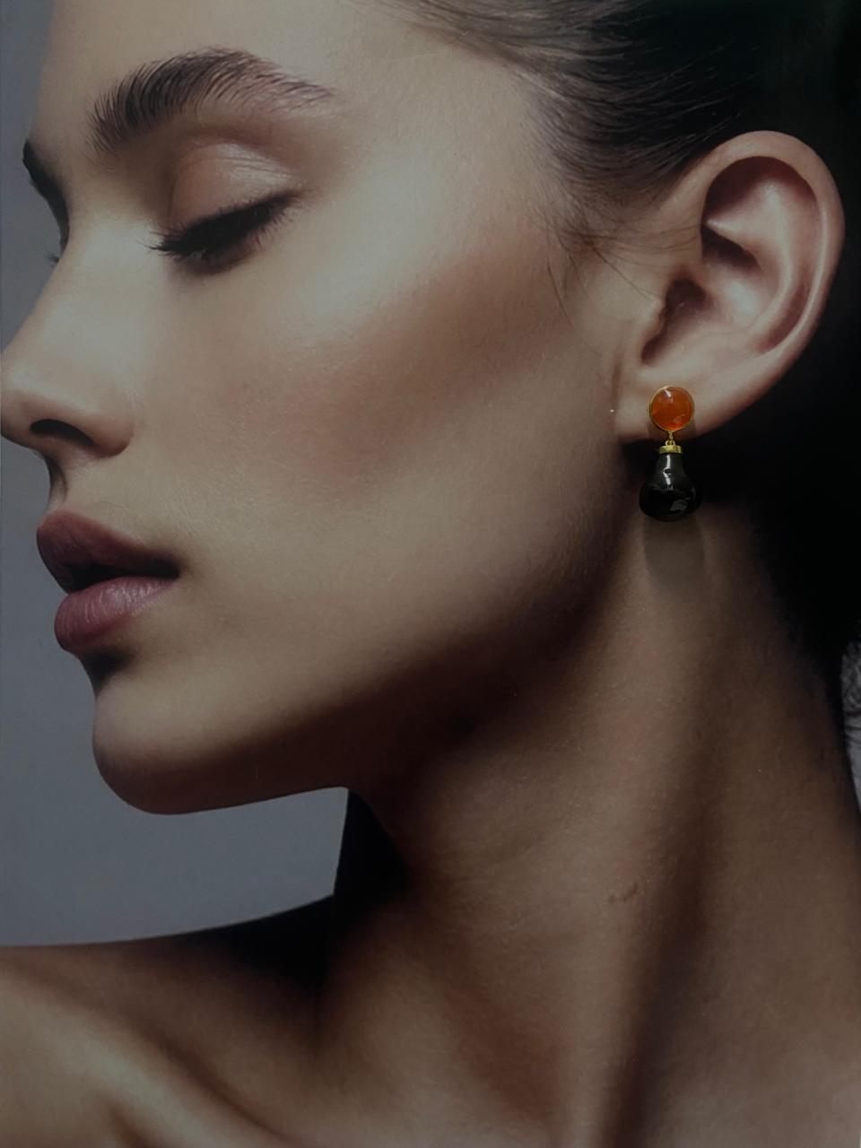 Carnelian & Black Onyx Statement Earrings