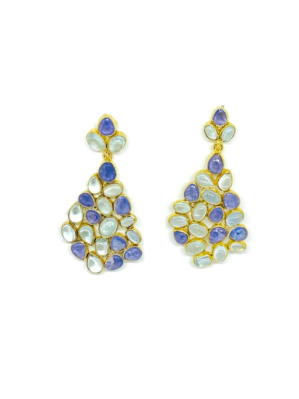 Elegant Tanzanite & Aquamarine Drop Earrings - Image 2
